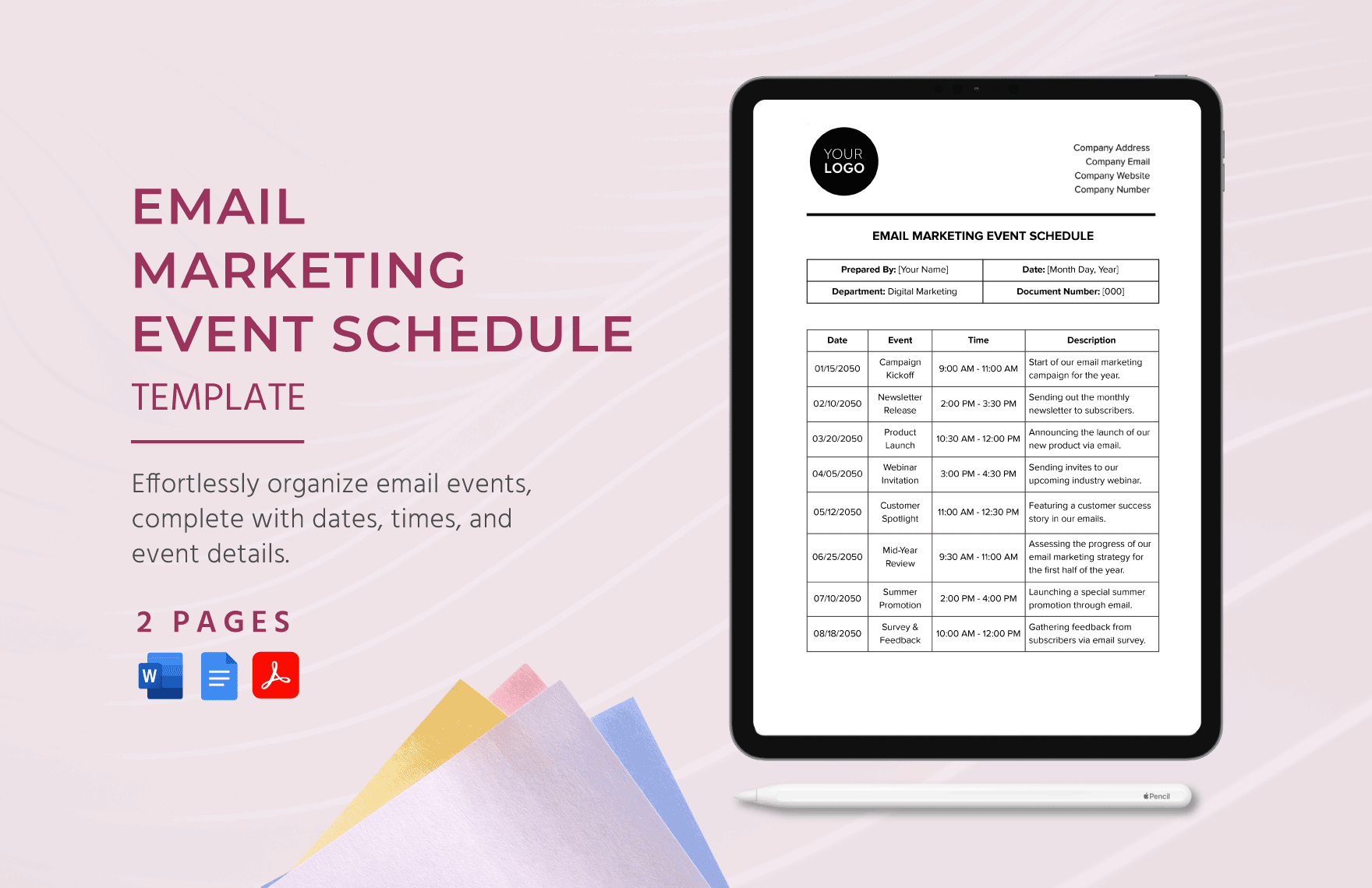 Email Marketing Event Schedule Template