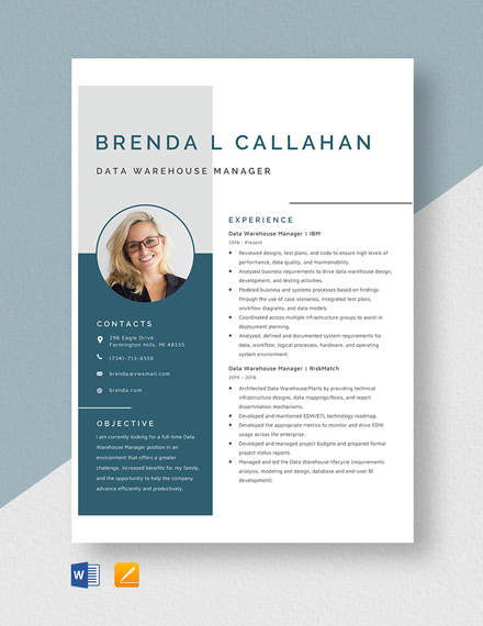 Modeler Resume/CV Template - Word | Apple Pages | Google Docs