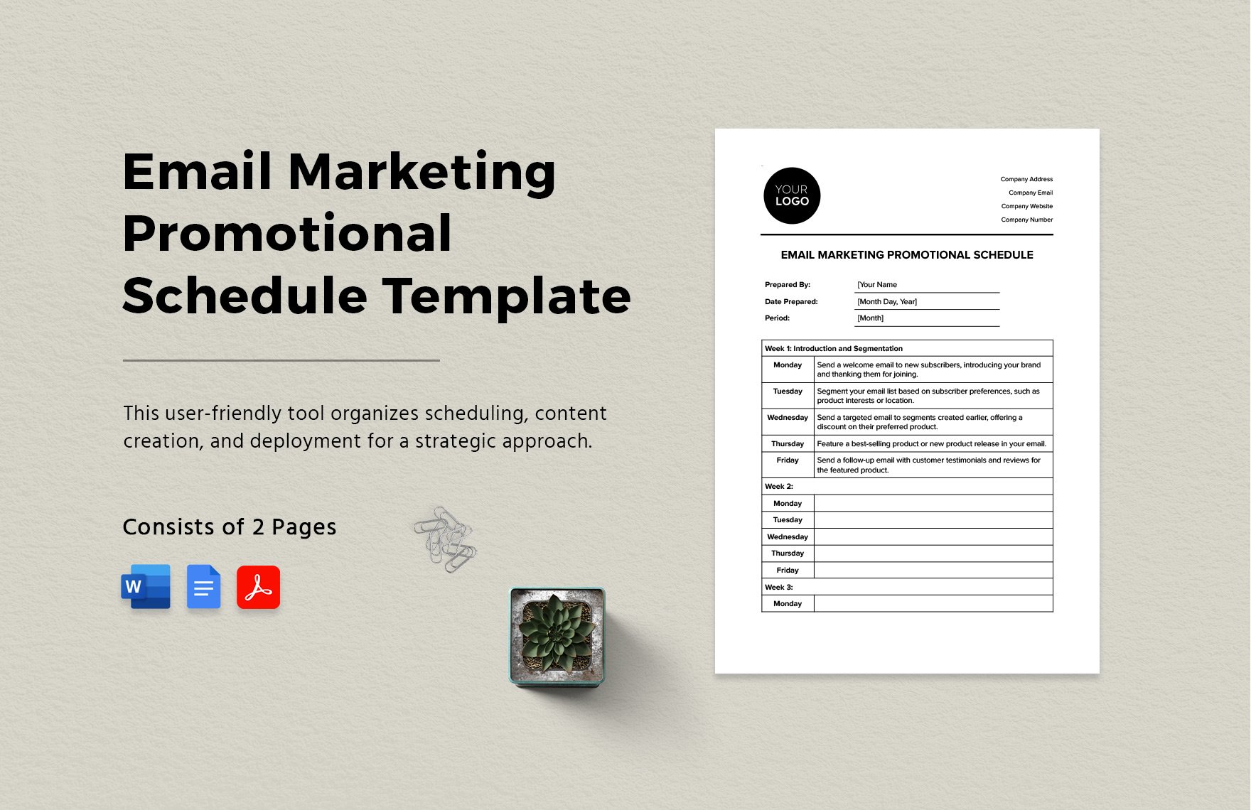Email Marketing Promotional Schedule Template