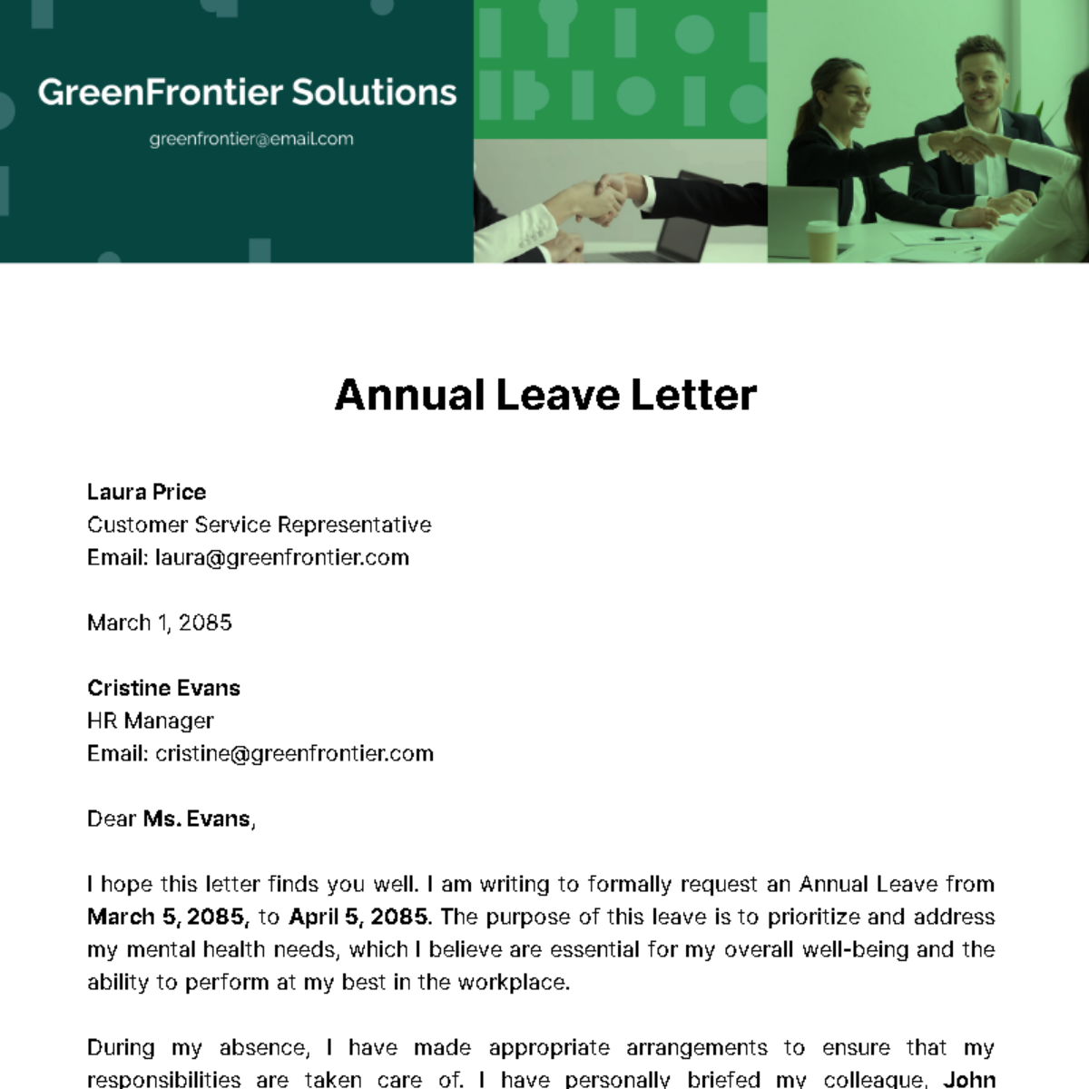 Annual Leave Letter Template