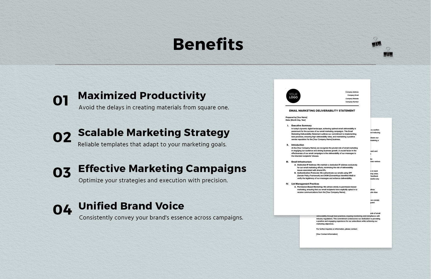 Email Marketing Deliverability Statement Template