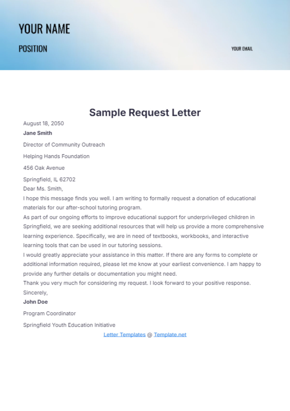 Sample Request Letter Template - Edit Online & Download