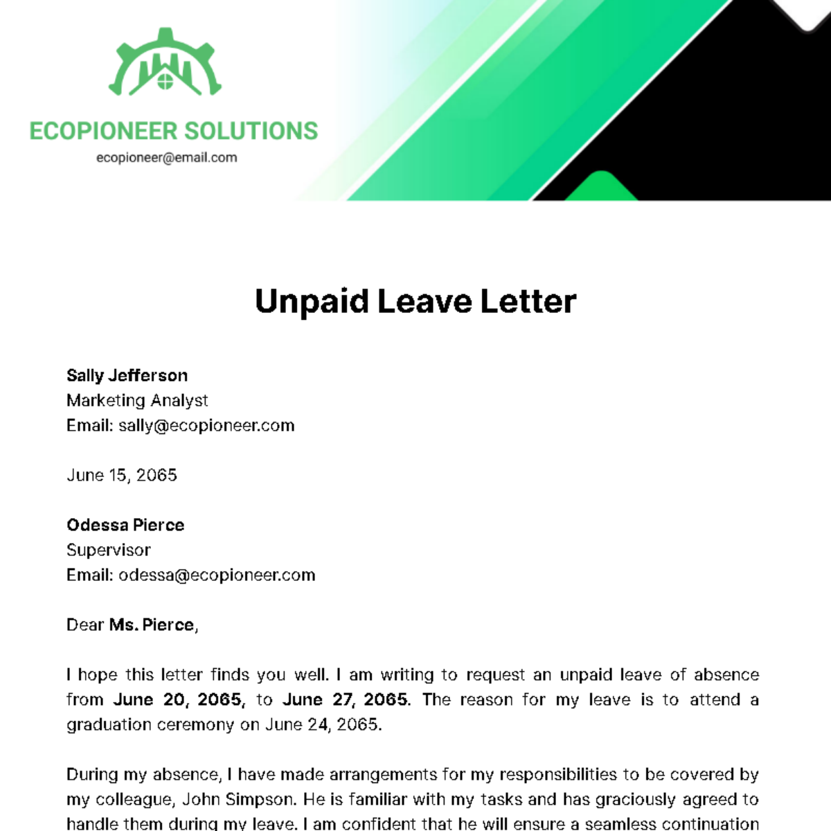 Unpaid Leave Letter Template