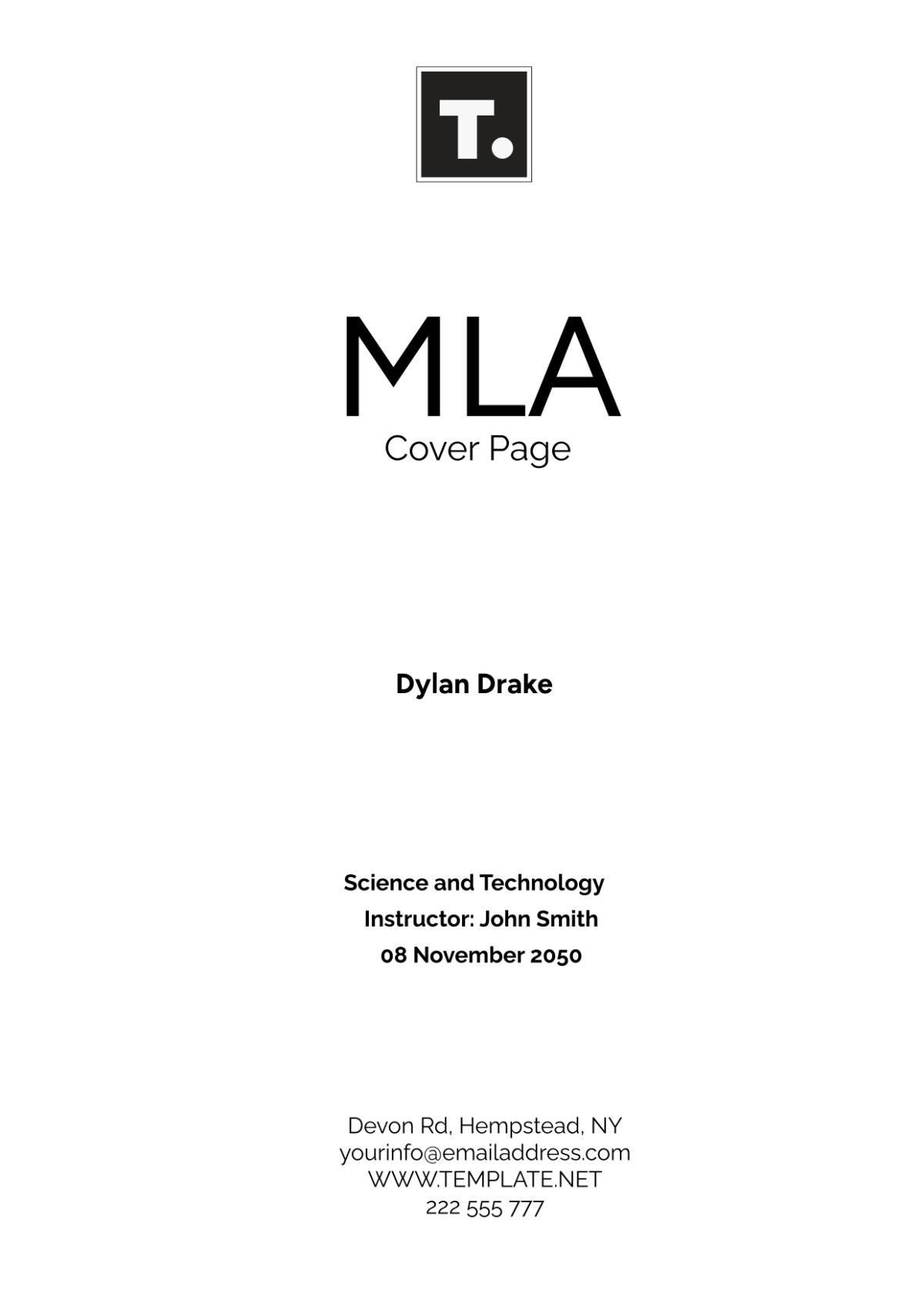 MLA Cover Page