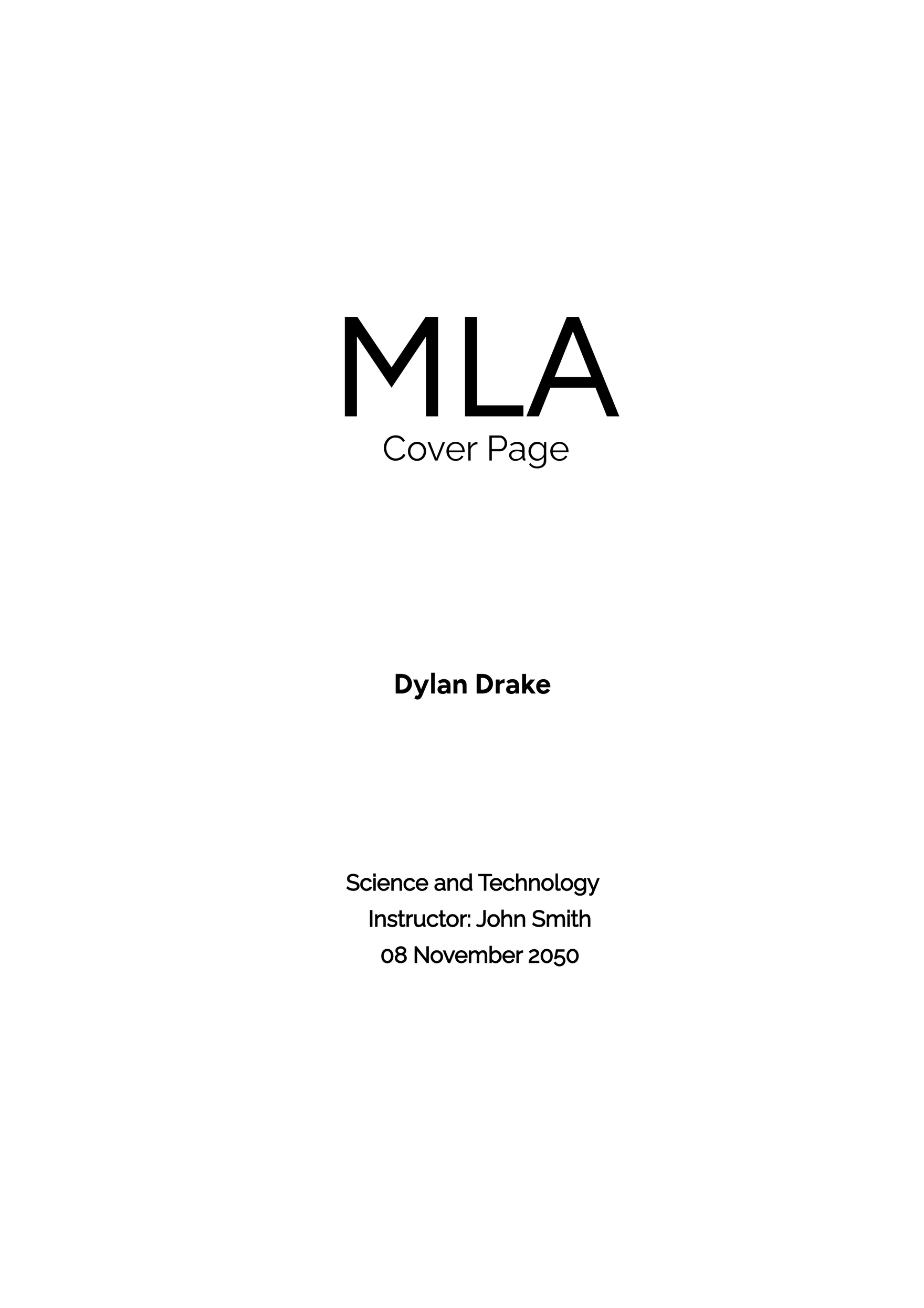 MLA Cover Page Template