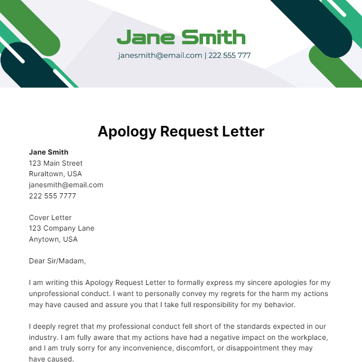 Apology Request Letter Template