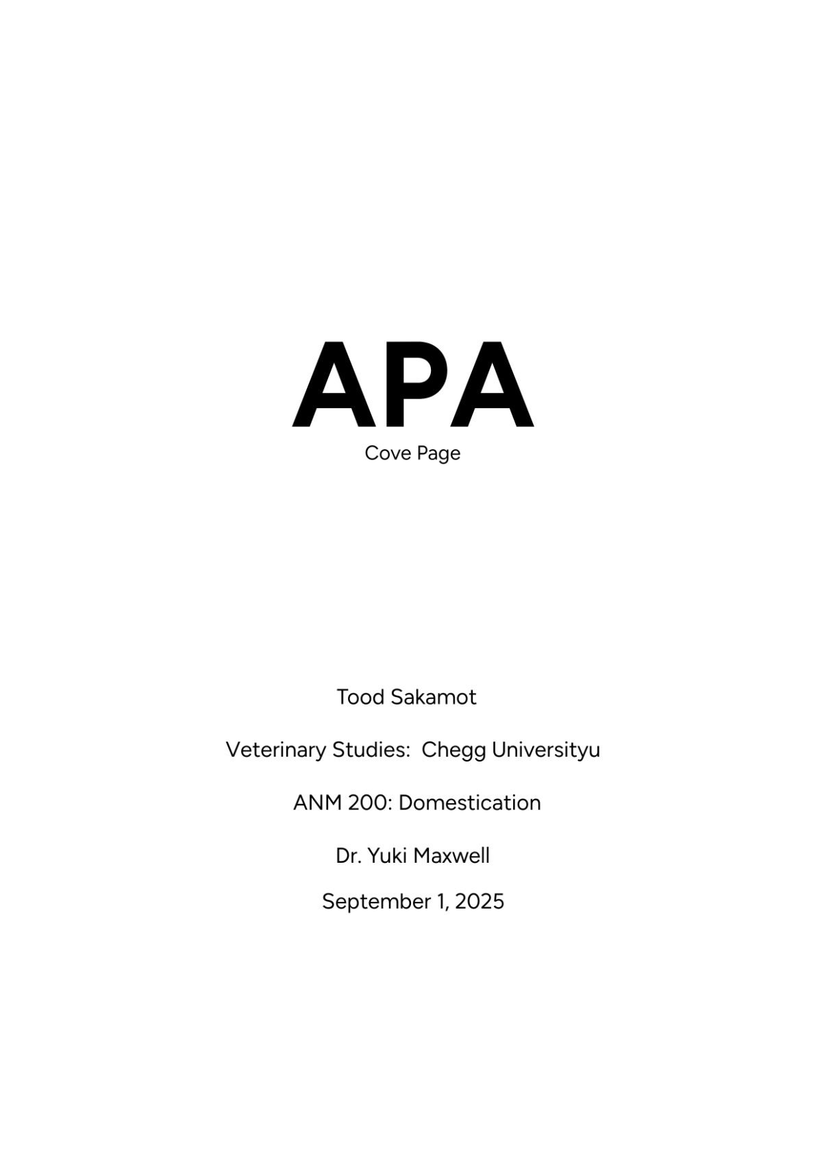 APA Cover Page