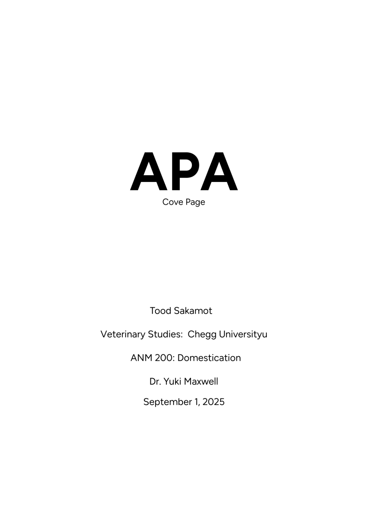 APA Cover Page Template