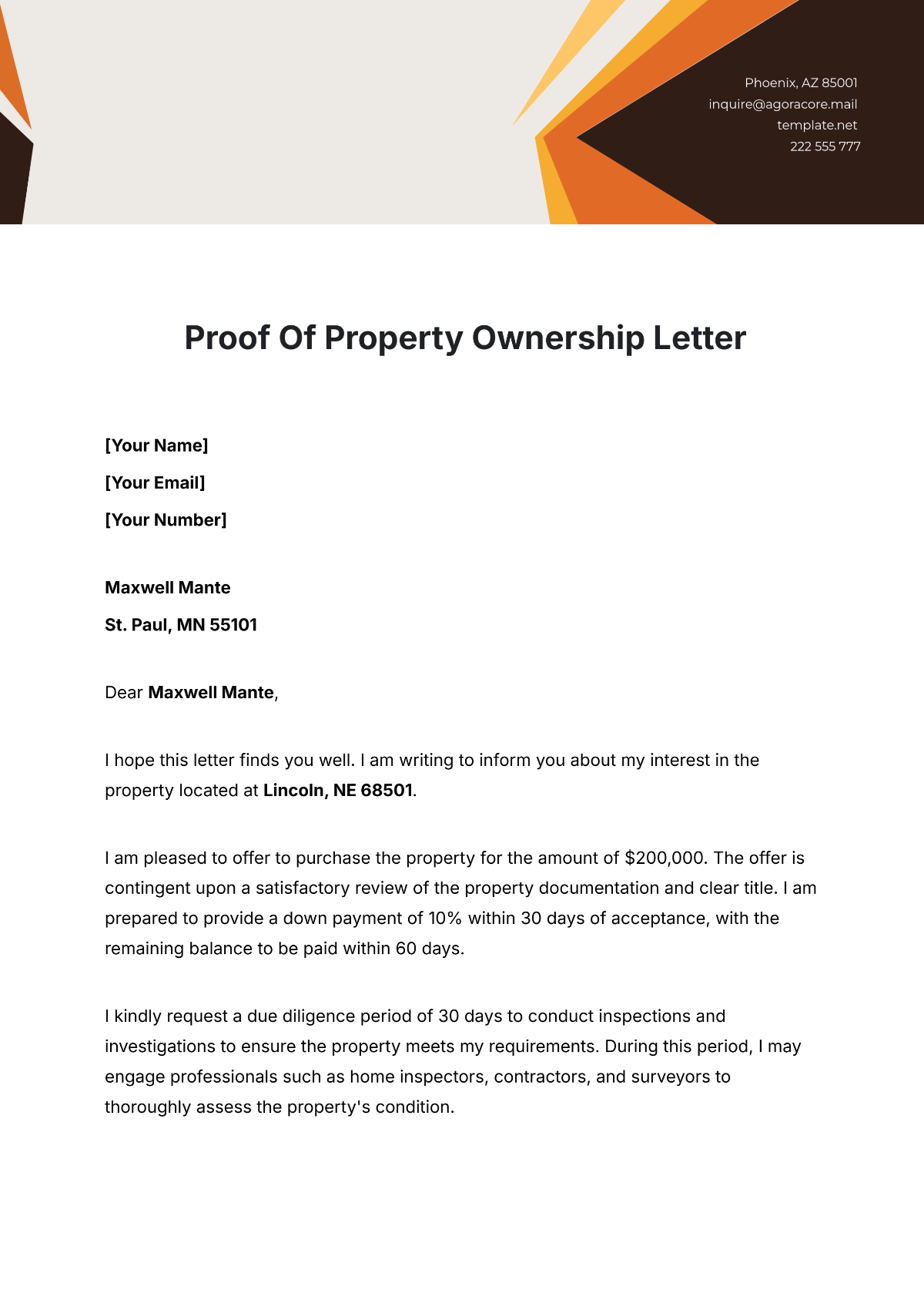 Proof Of Property Ownership Letter Template - Edit Online & Download