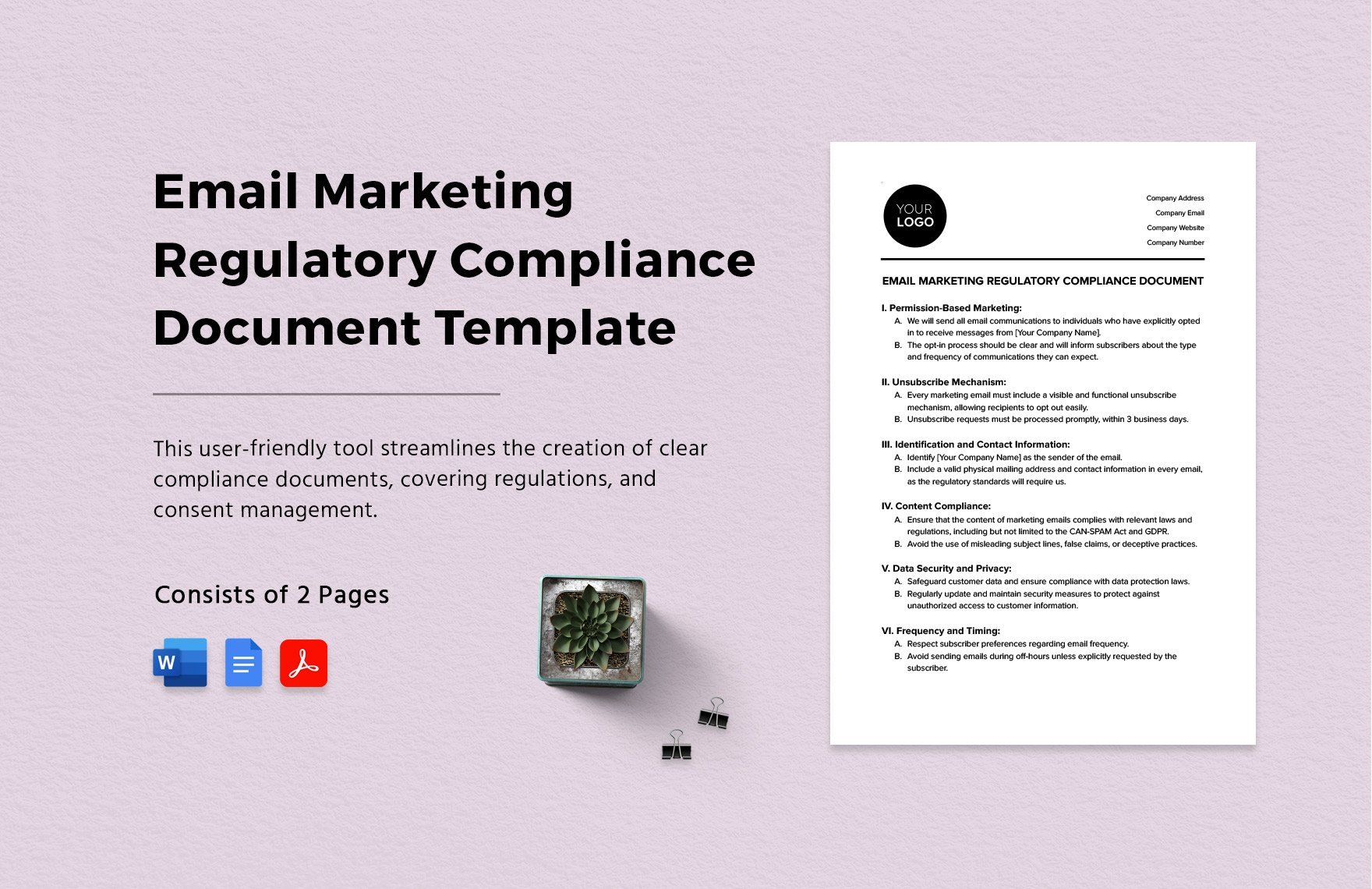Email Marketing Regulatory Compliance Document Template