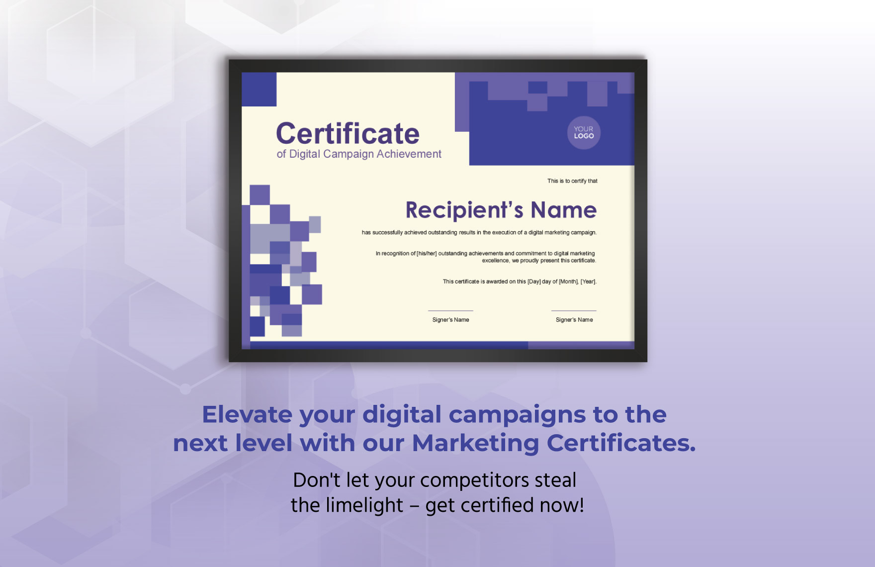 Digital Campaign Achievement Certificate Template