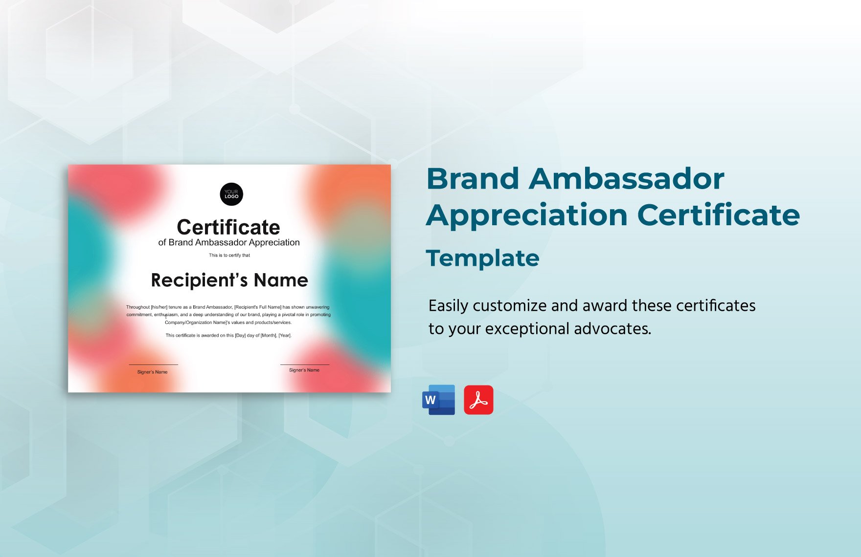 Brand Ambassador Appreciation Certificate Template