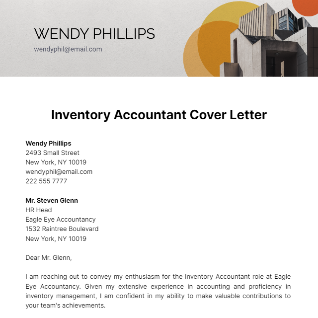 Inventory Accountant Cover Letter Template