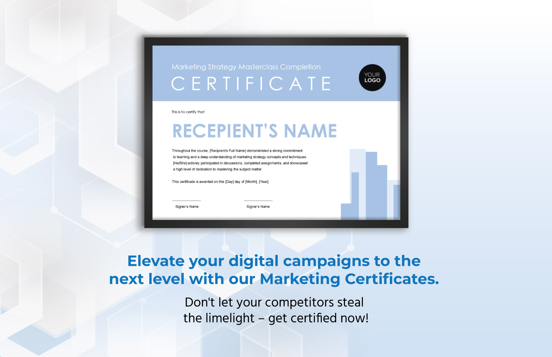 Marketing Strategy Masterclass Completion Certificate Template