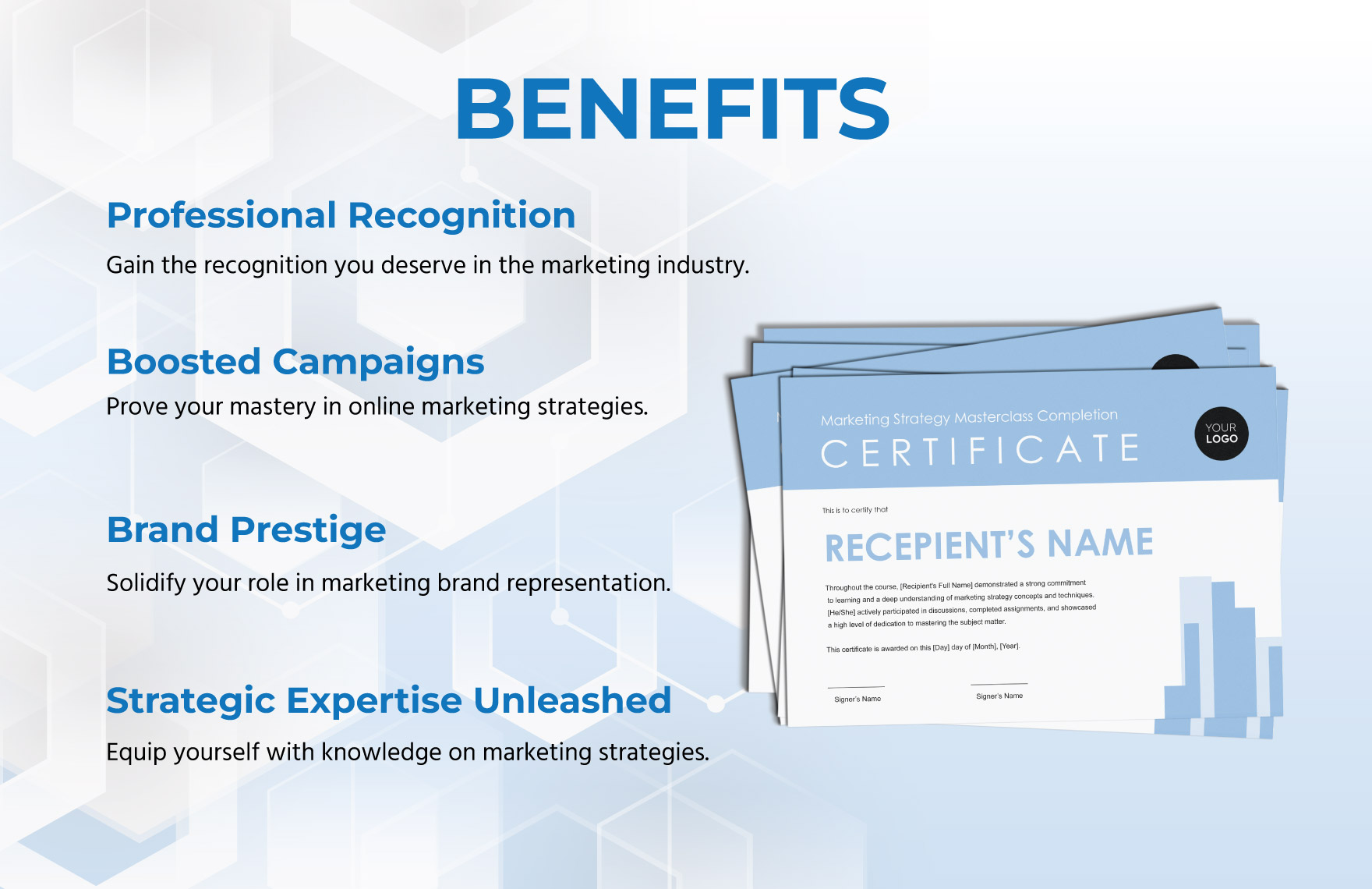 Marketing Strategy Masterclass Completion Certificate Template