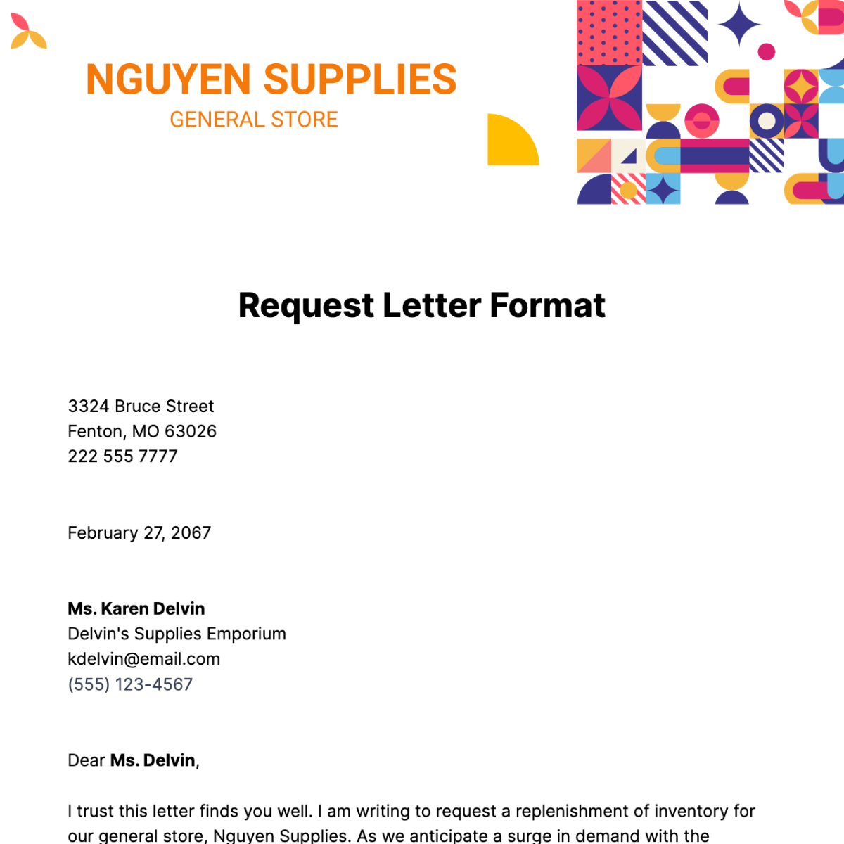 Request Letter Format  Template