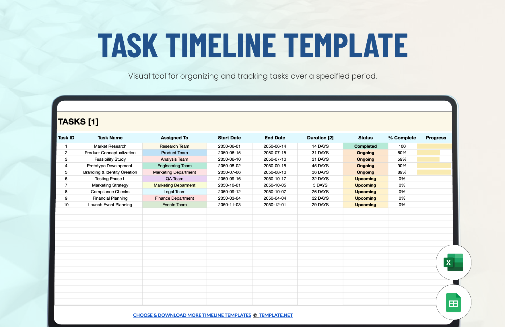 Free Task Timeline Template