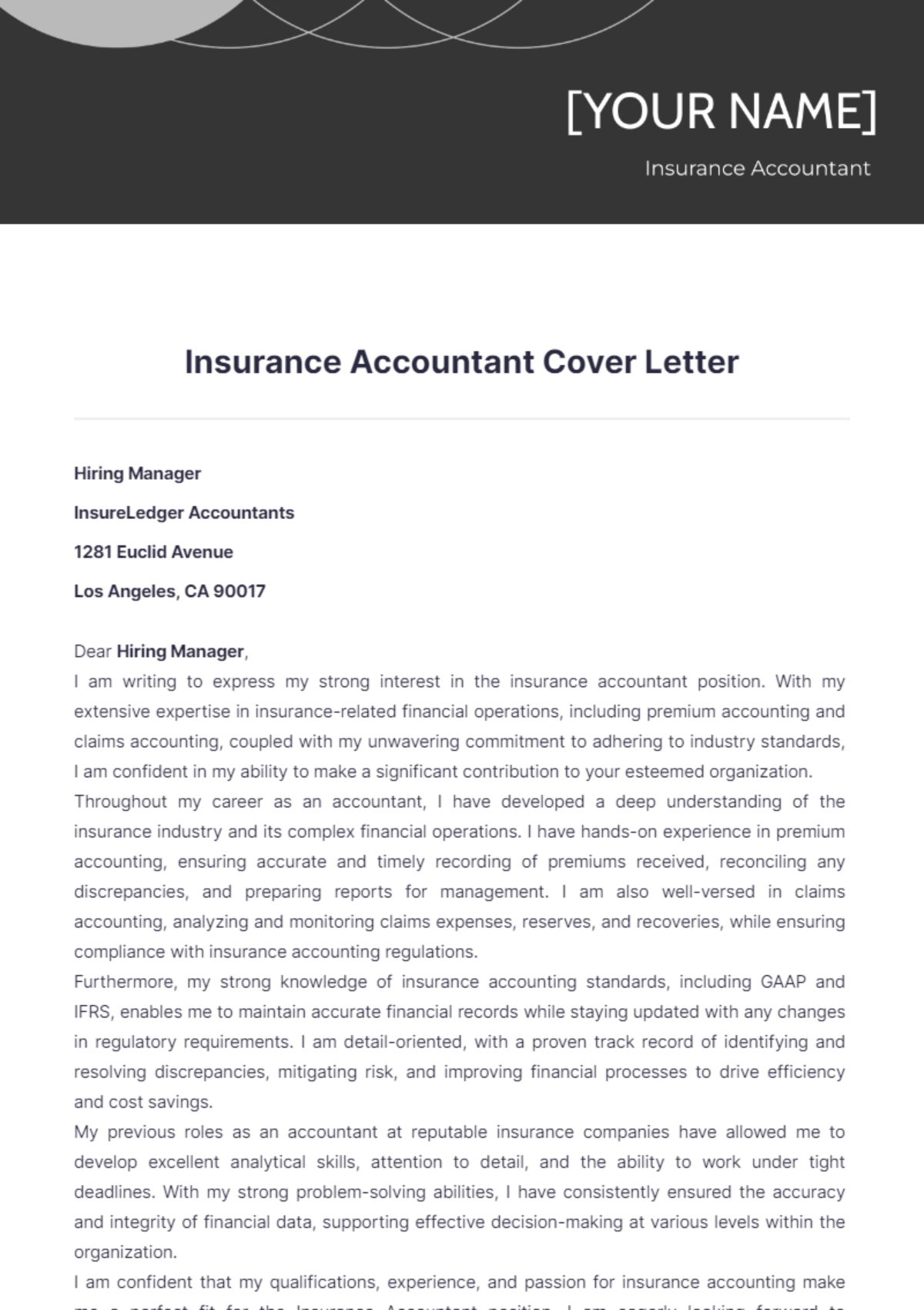 Insurance Accountant Cover Letter