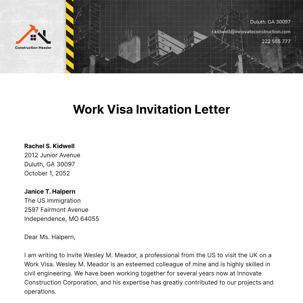 Free B2 Visa Invitation Letter - Download In Word, Google Docs, Apple ...