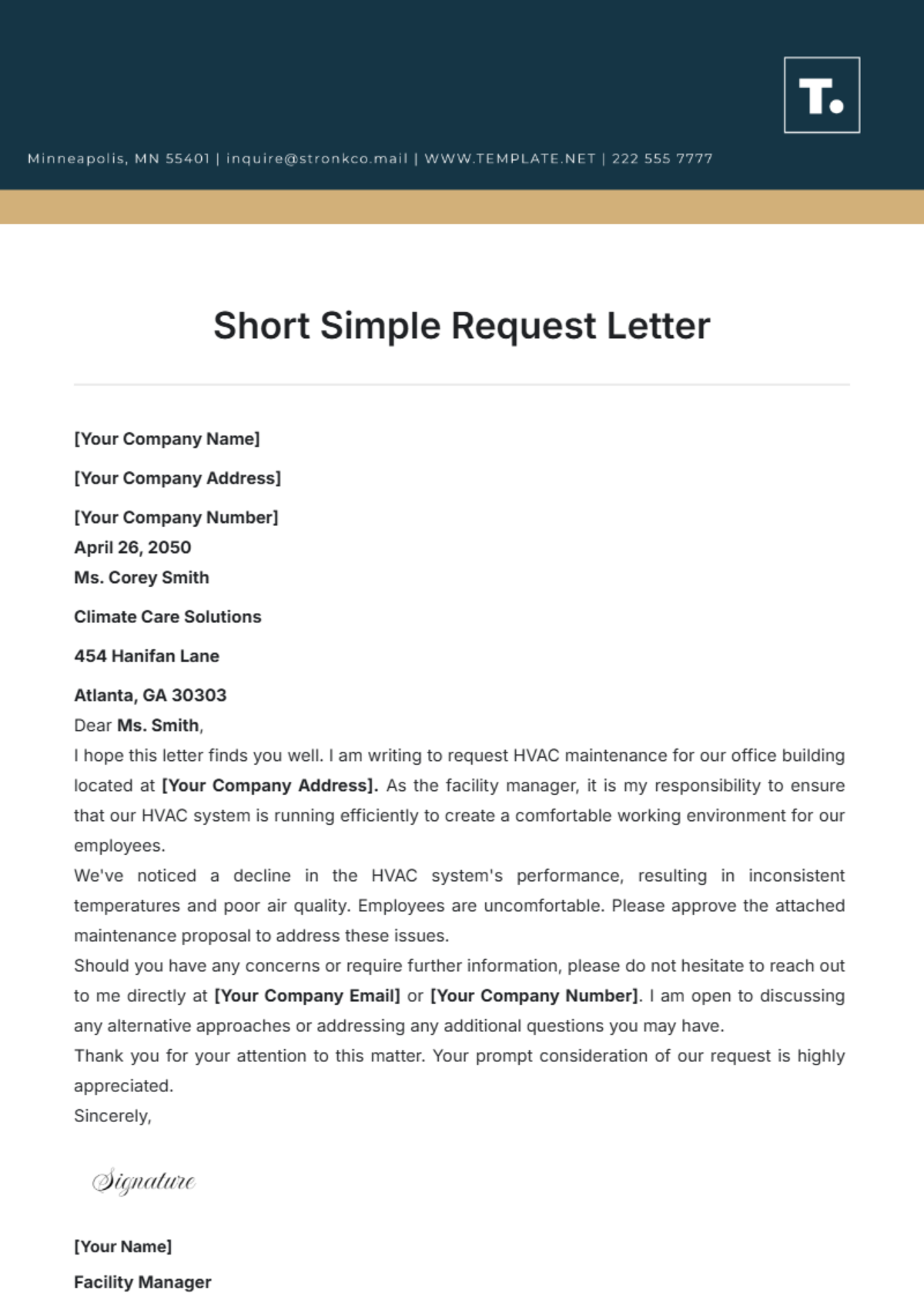 Short Simple Request Letter Template - Edit Online & Download