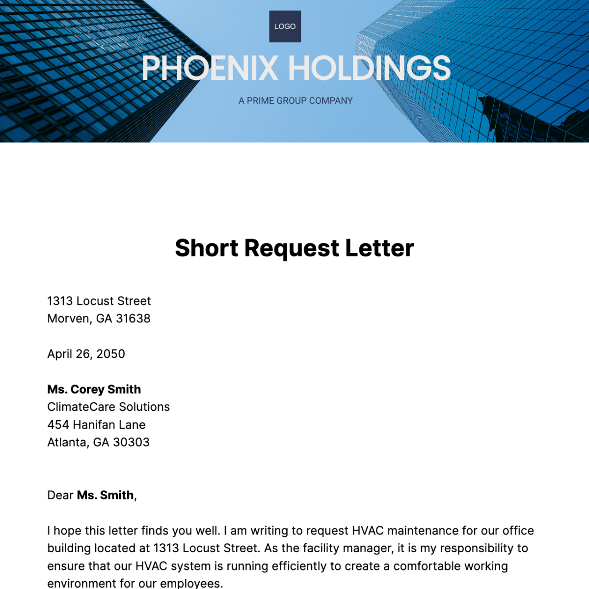 Short Request Letter  Template