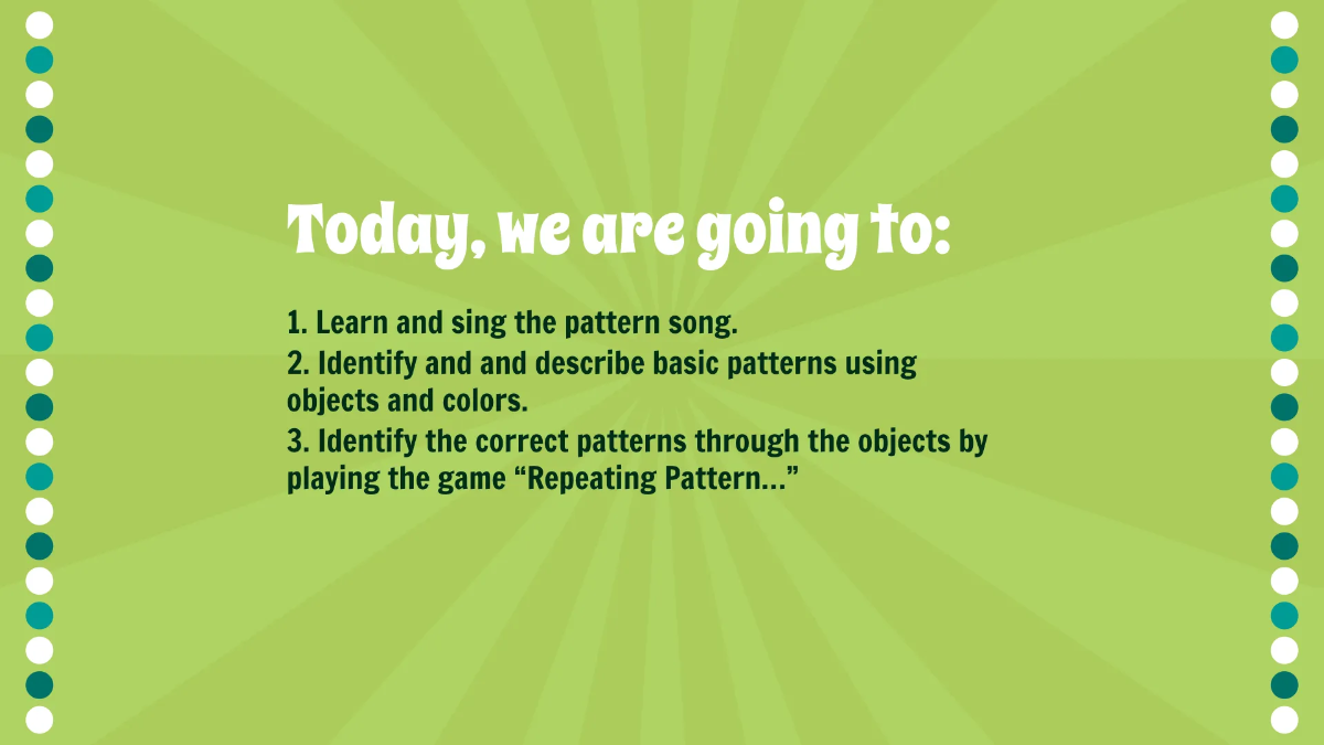 Free Using Objects and Colors to Make Patterns Template to Edit Online