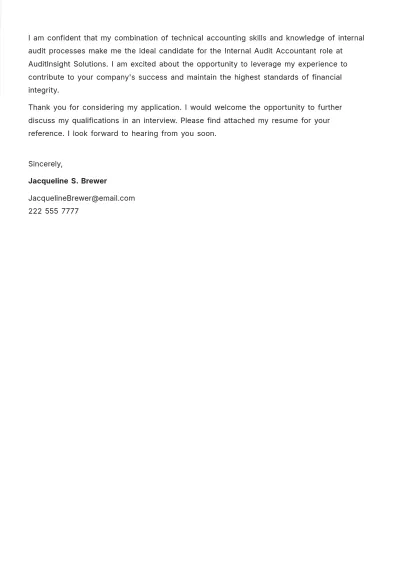 Free Internal Audit Accountant Cover Letter Template to Edit Online