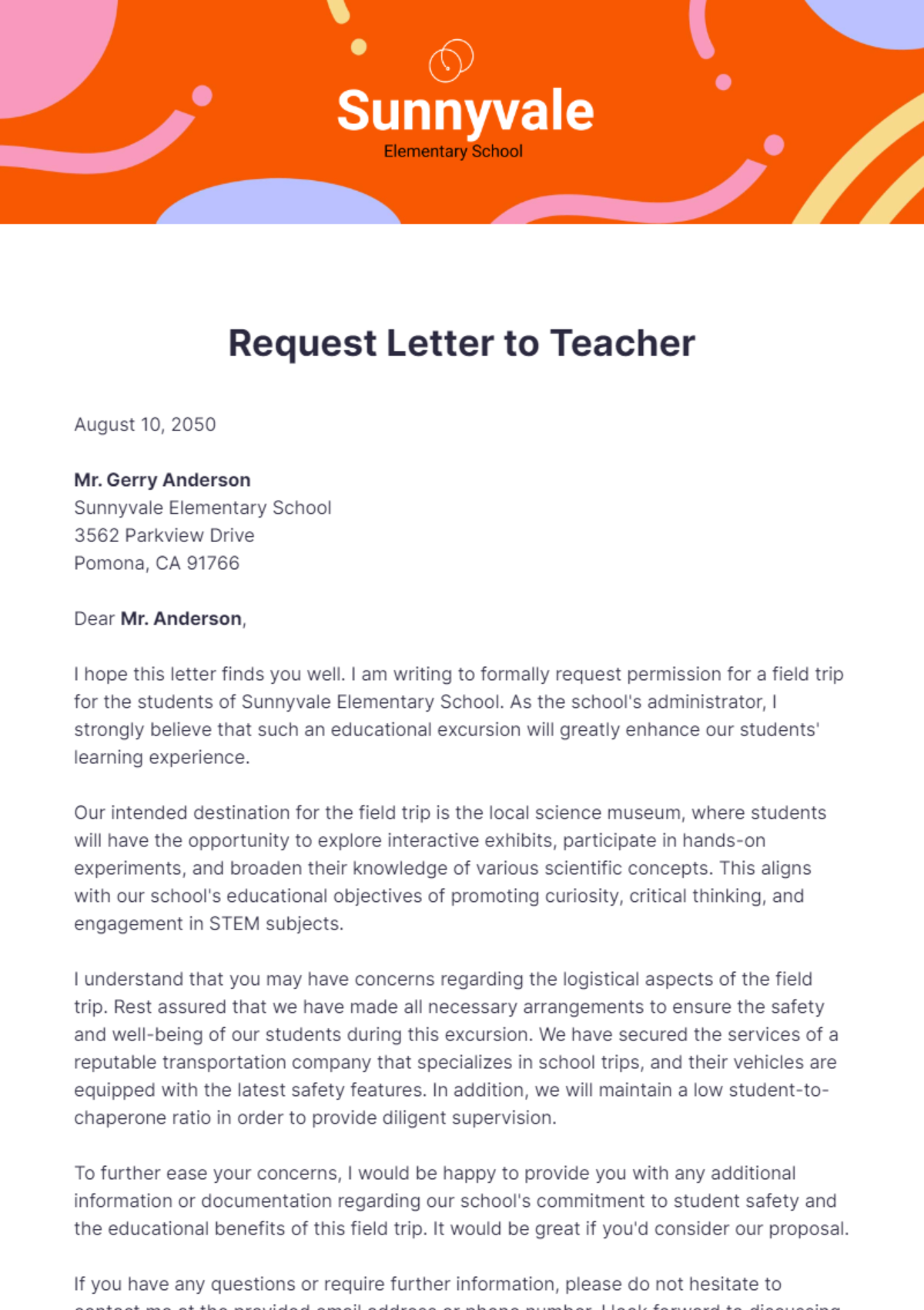 Request Letter to Teacher  Template - Edit Online & Download