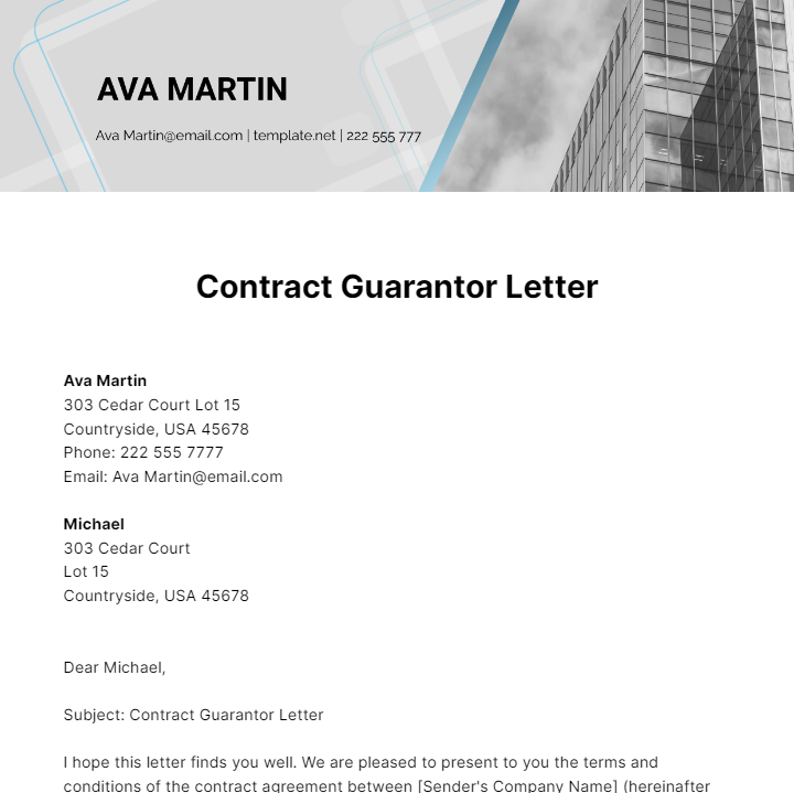 Contract Guarantor Letter Template