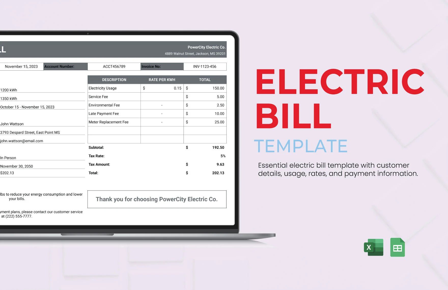 Free Electric Bill Template