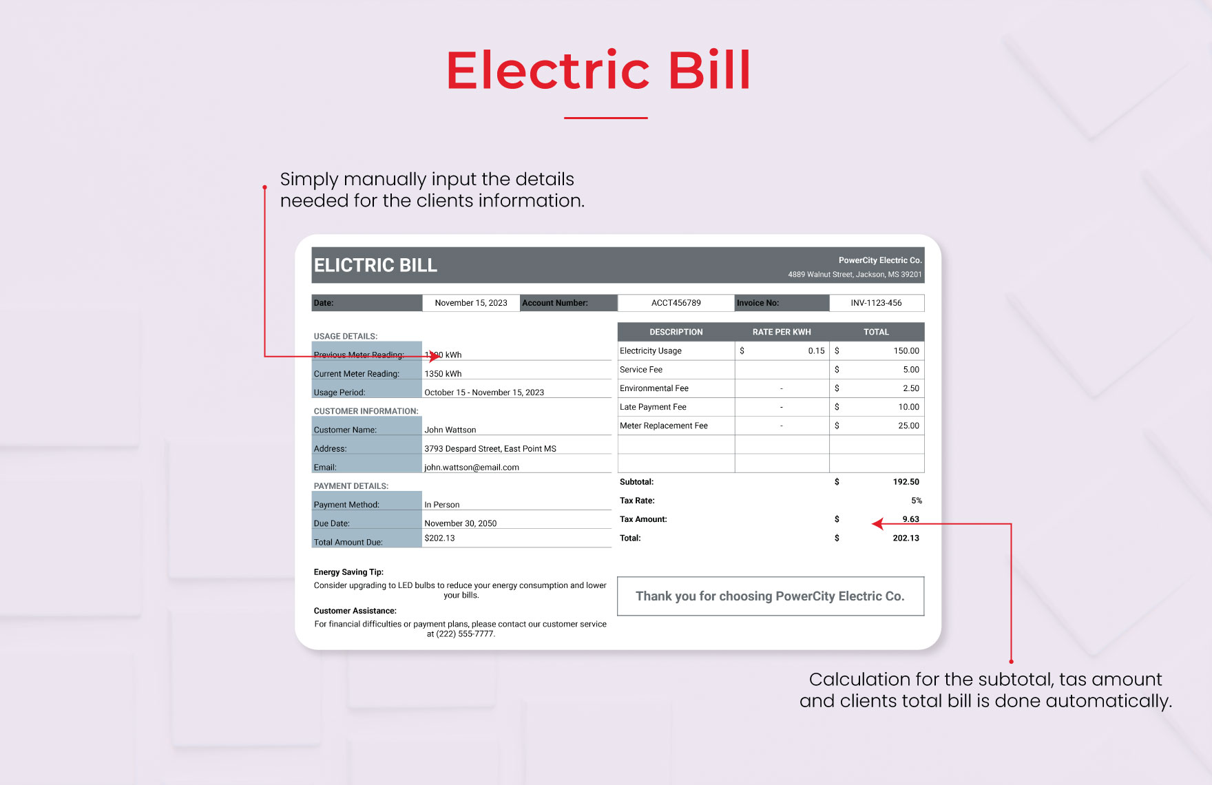 Electric Bill Template In Excel Google Sheets Download Template Electric Bill Template In Excel Google Sheets Download Template