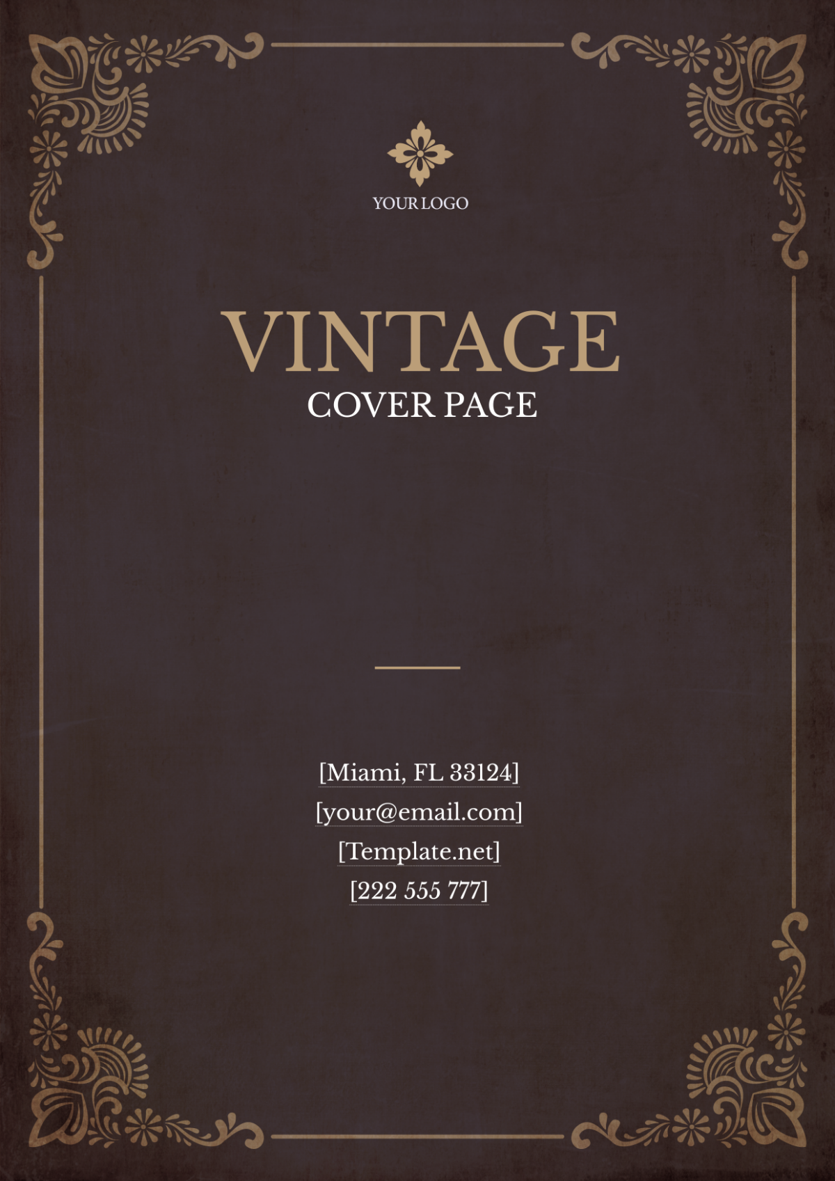 Free Vintage Logo Cover Page Template