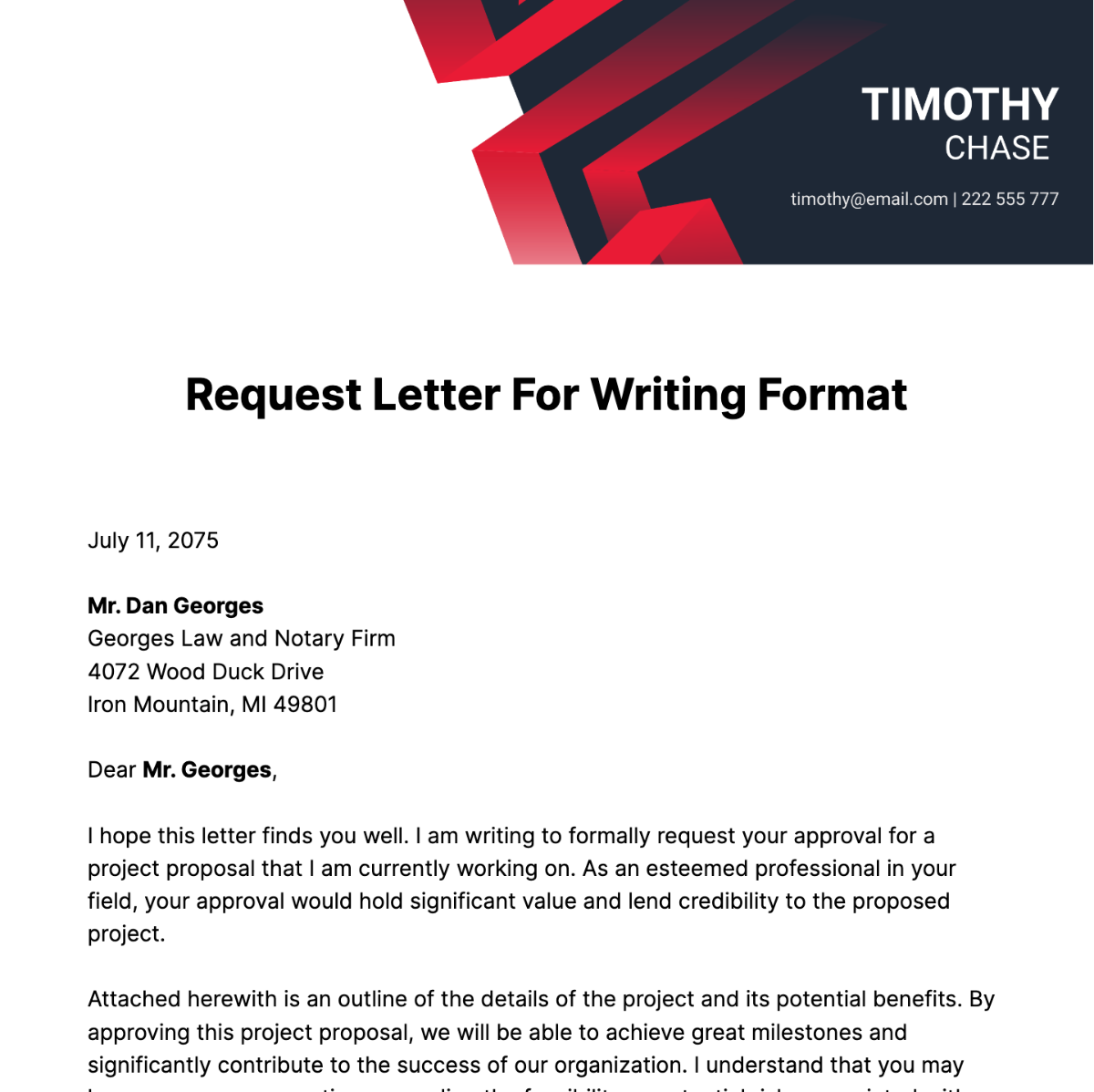 Request Letter Writing Format  Template