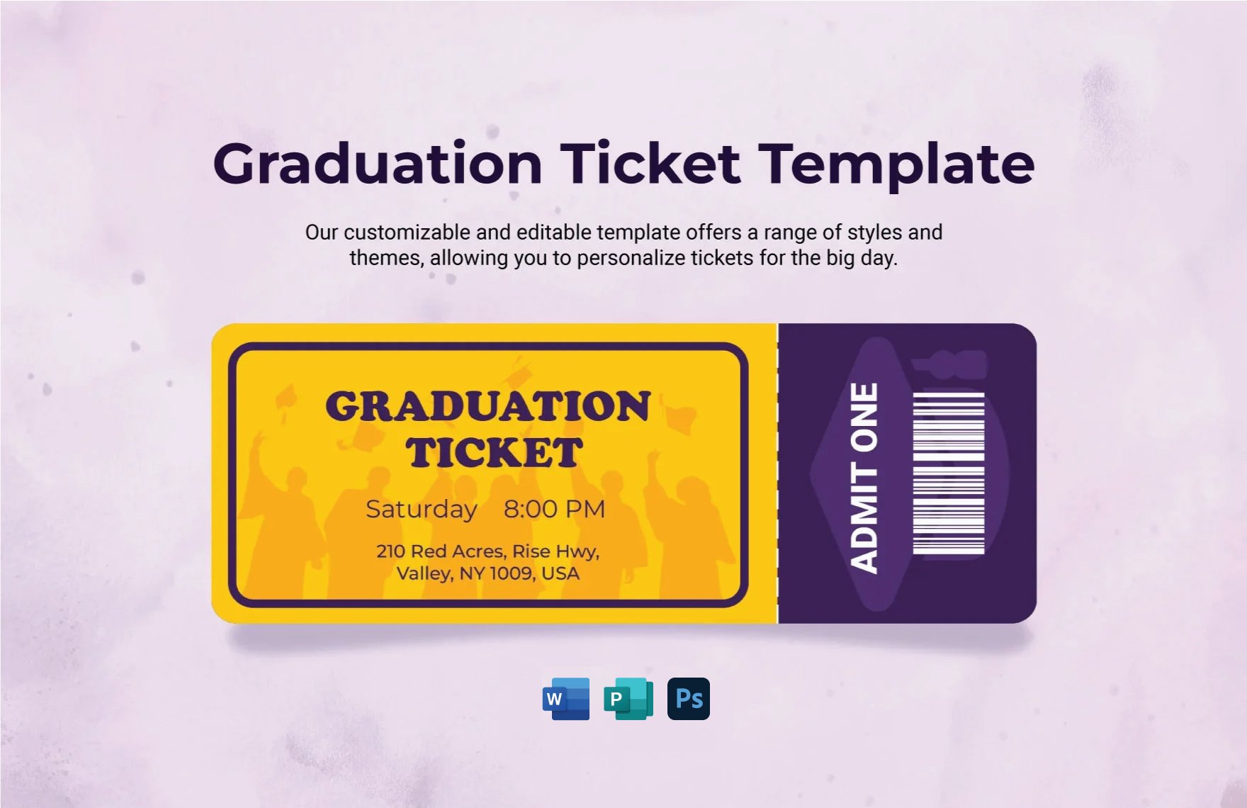 Graduation Ticket Template in Word, PSD, Publisher
