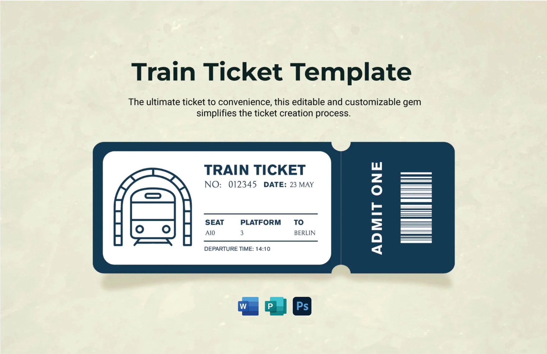 Train Ticket Template in Word, Google Docs, PSD, Publisher, InDesign