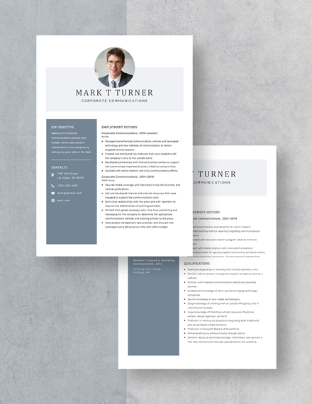 Corporate Communications Resume Download
