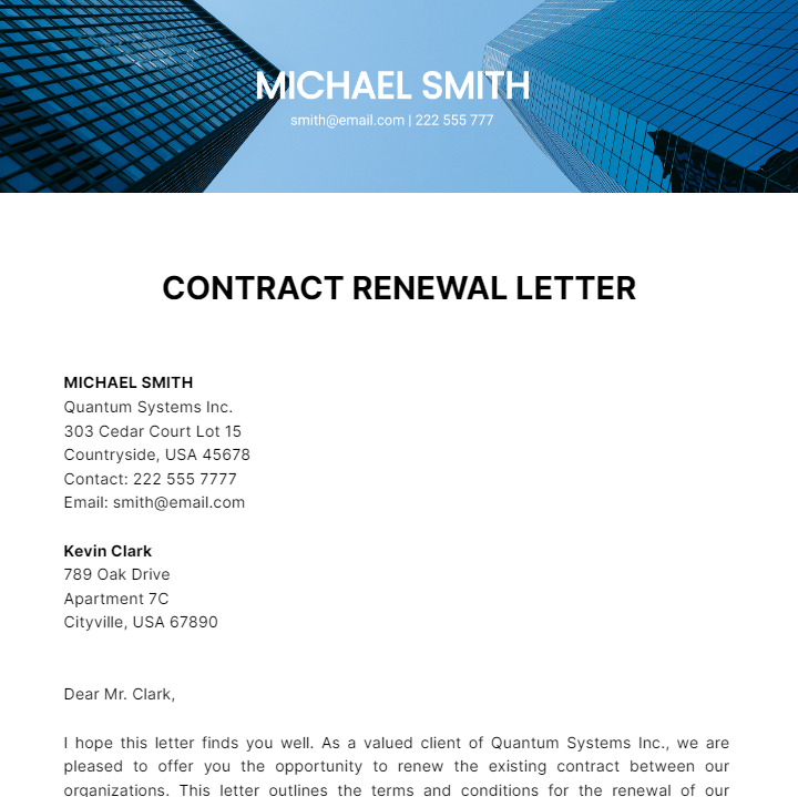 Contract Renewal Letter Template
