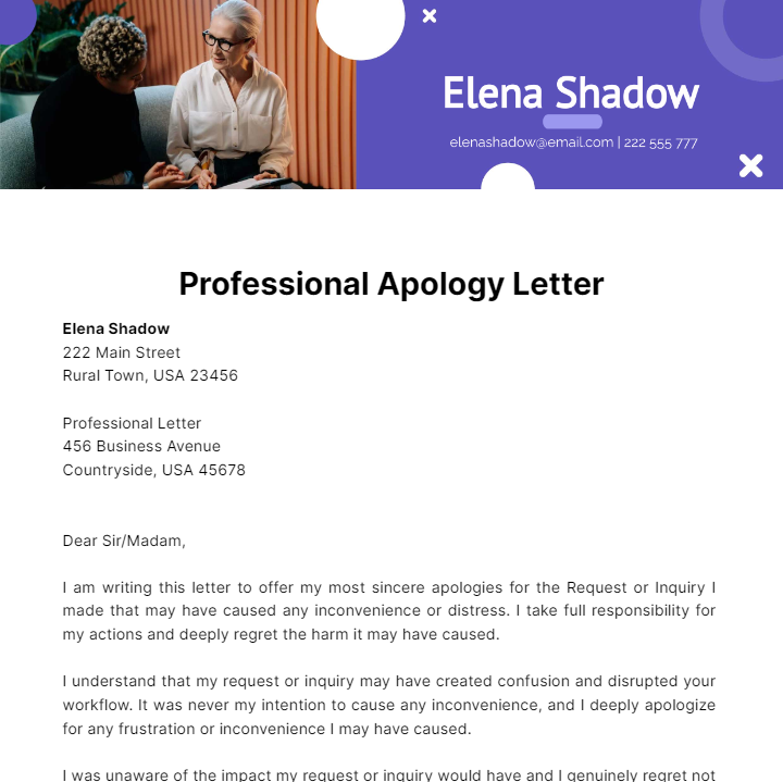 Free Professional Apology Letter Template