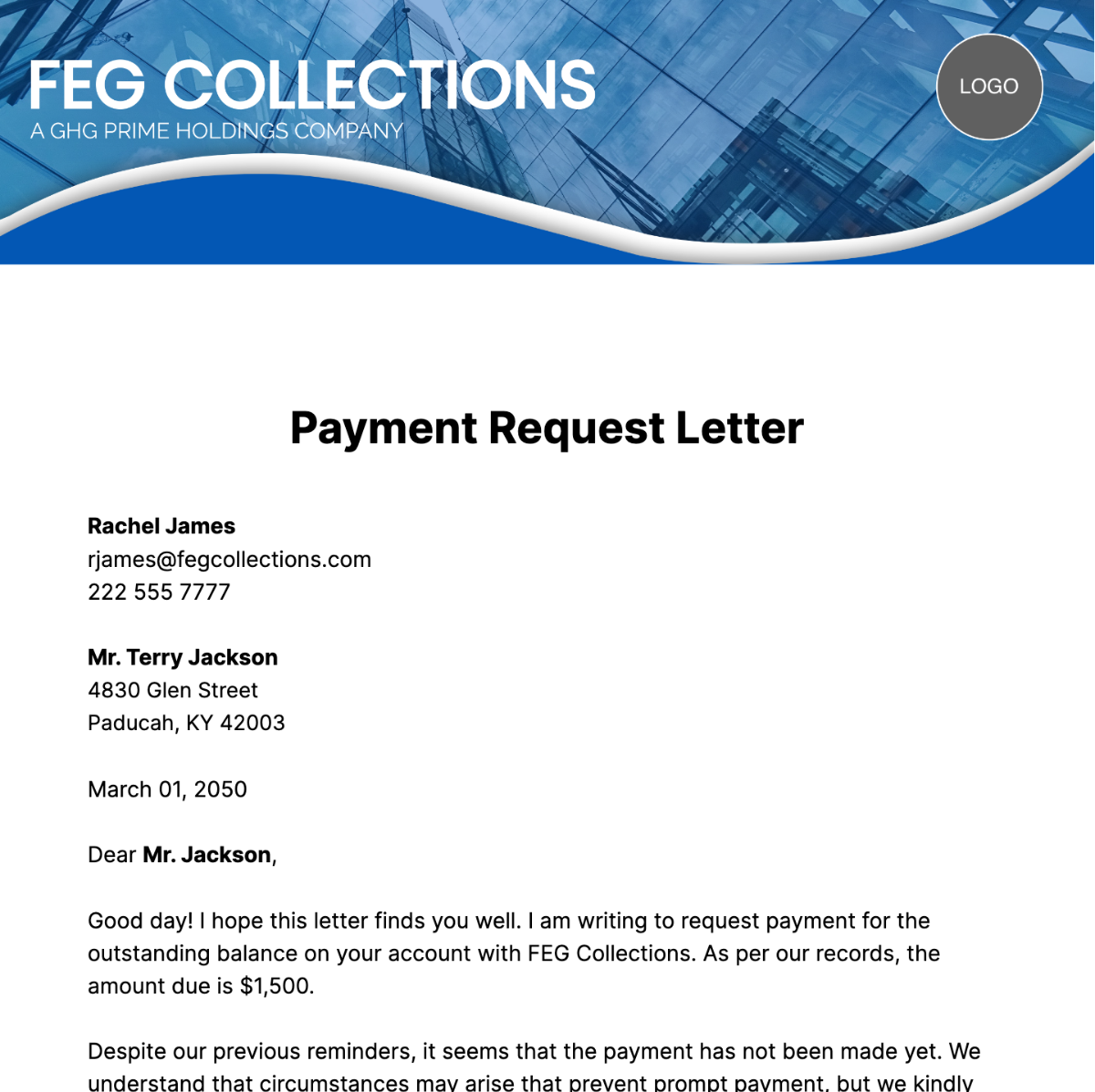 Payment Request Letter  Template
