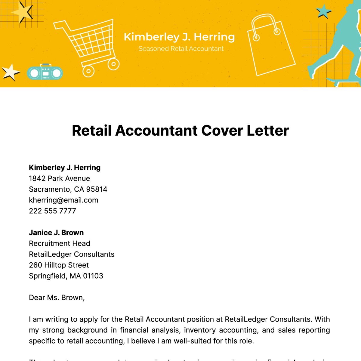 Retail Accountant Cover Letter Template