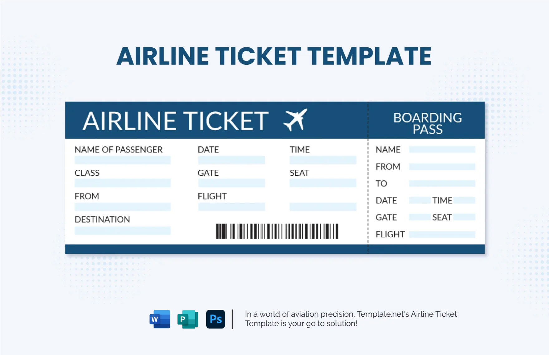 Airline Ticket Template in Word, Publisher, PSD - Download | Template.net