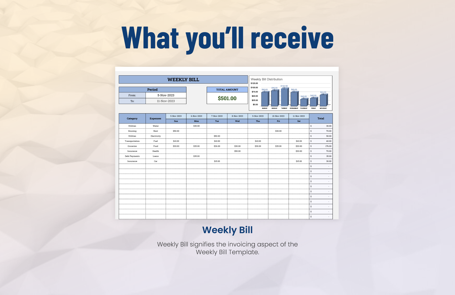 Weekly Bill Template