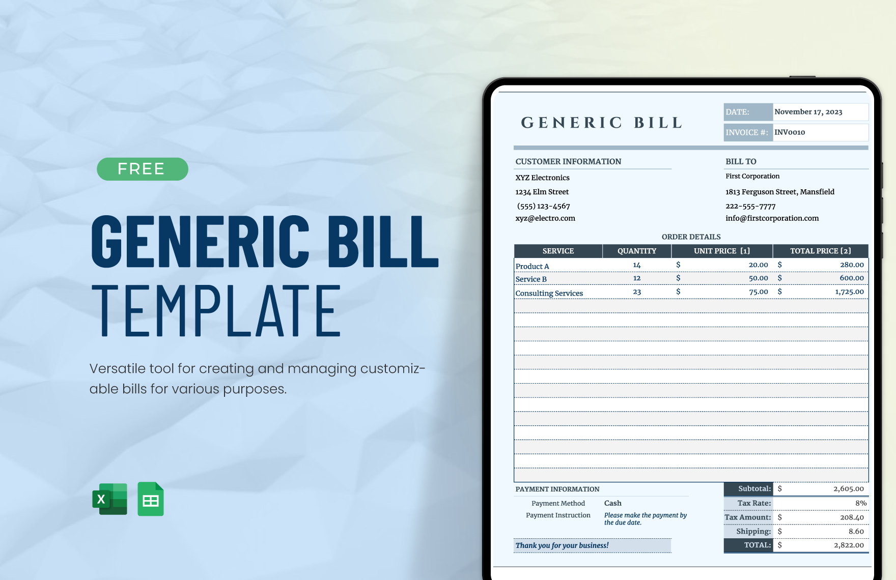 Generic Bill Template