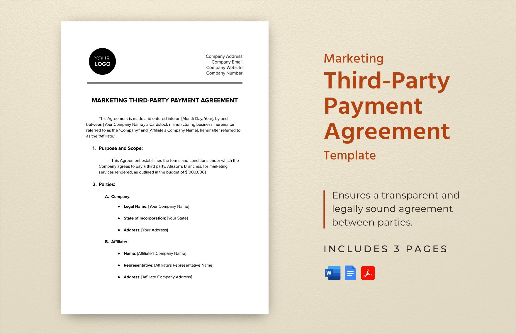 Marketing Third-Party Payment Agreement Template