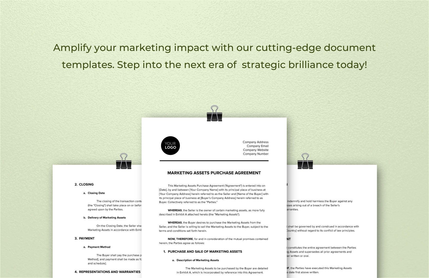 Marketing Assets Purchase Agreement Template