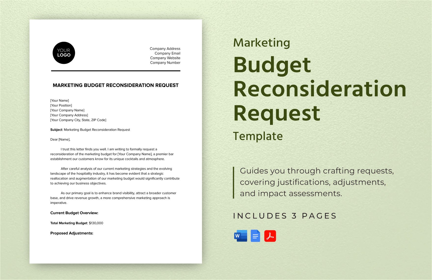 Marketing Budget Reconsideration Request Template