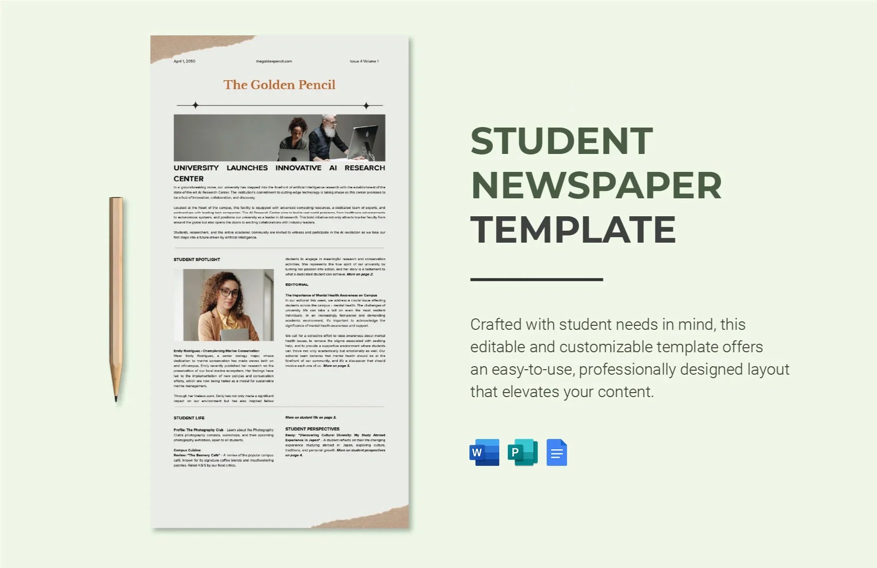 Free Student Newspaper Template in Word, Google Docs, Publisher
