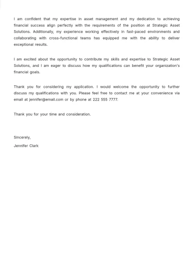 Free Asset Management Accountant Cover Letter Template to Edit Online