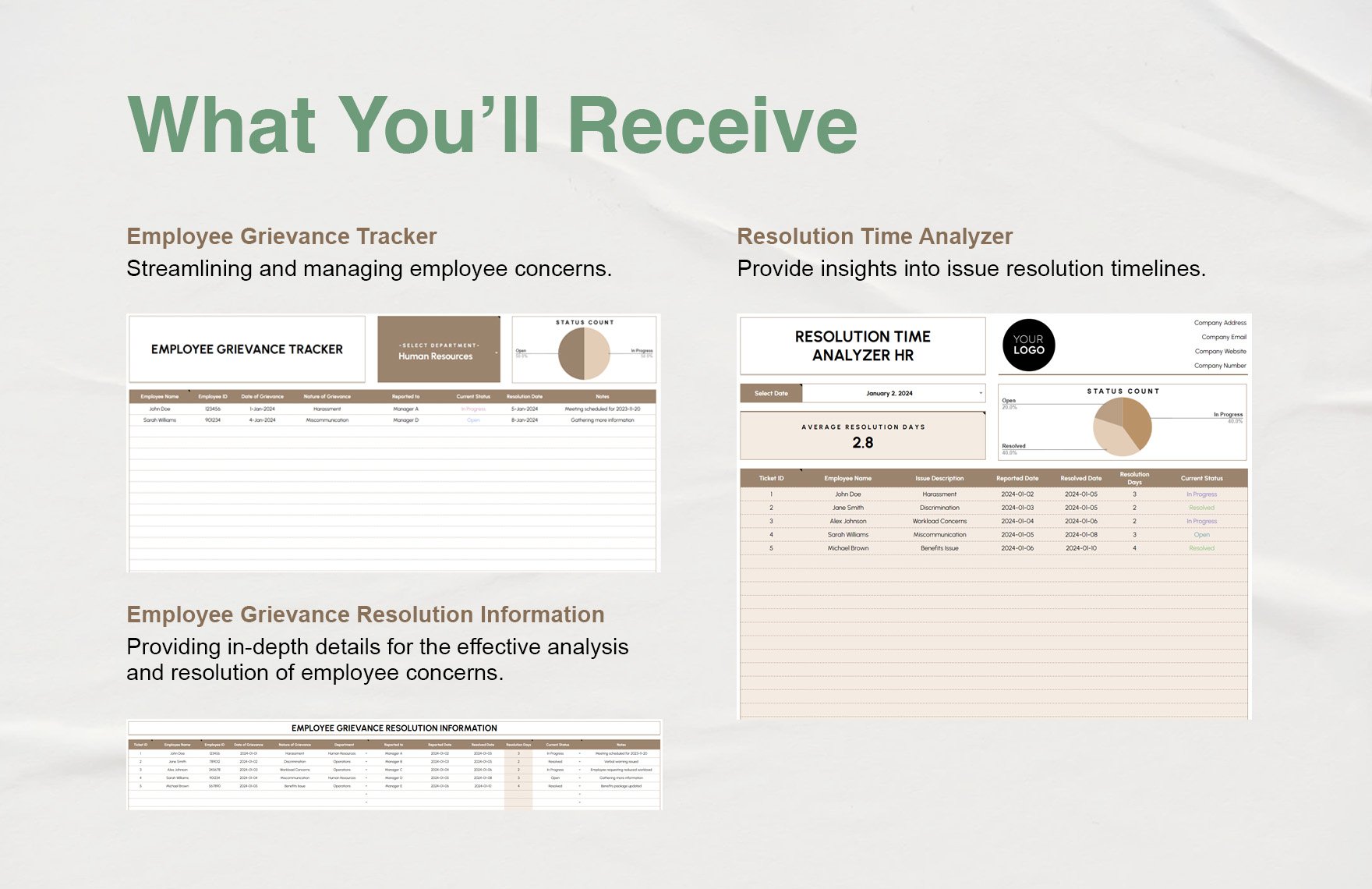 Employee Grievance Tracker and Resolution Time Analyzer HR Template