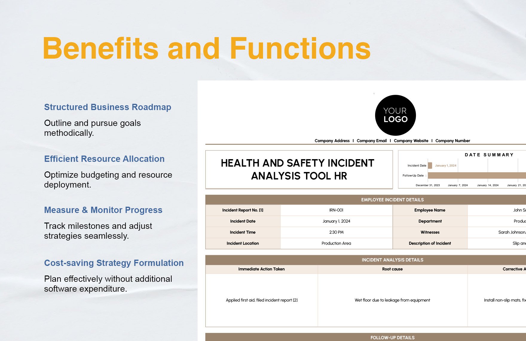 Health and Safety Incident Analysis Tool HR Template